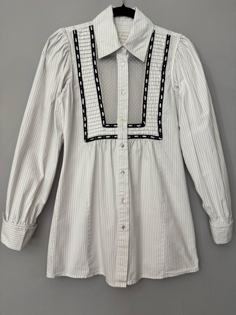 Free People Shirt Womens 0 White Tunic Button Front Top Boho Cottage Prairie